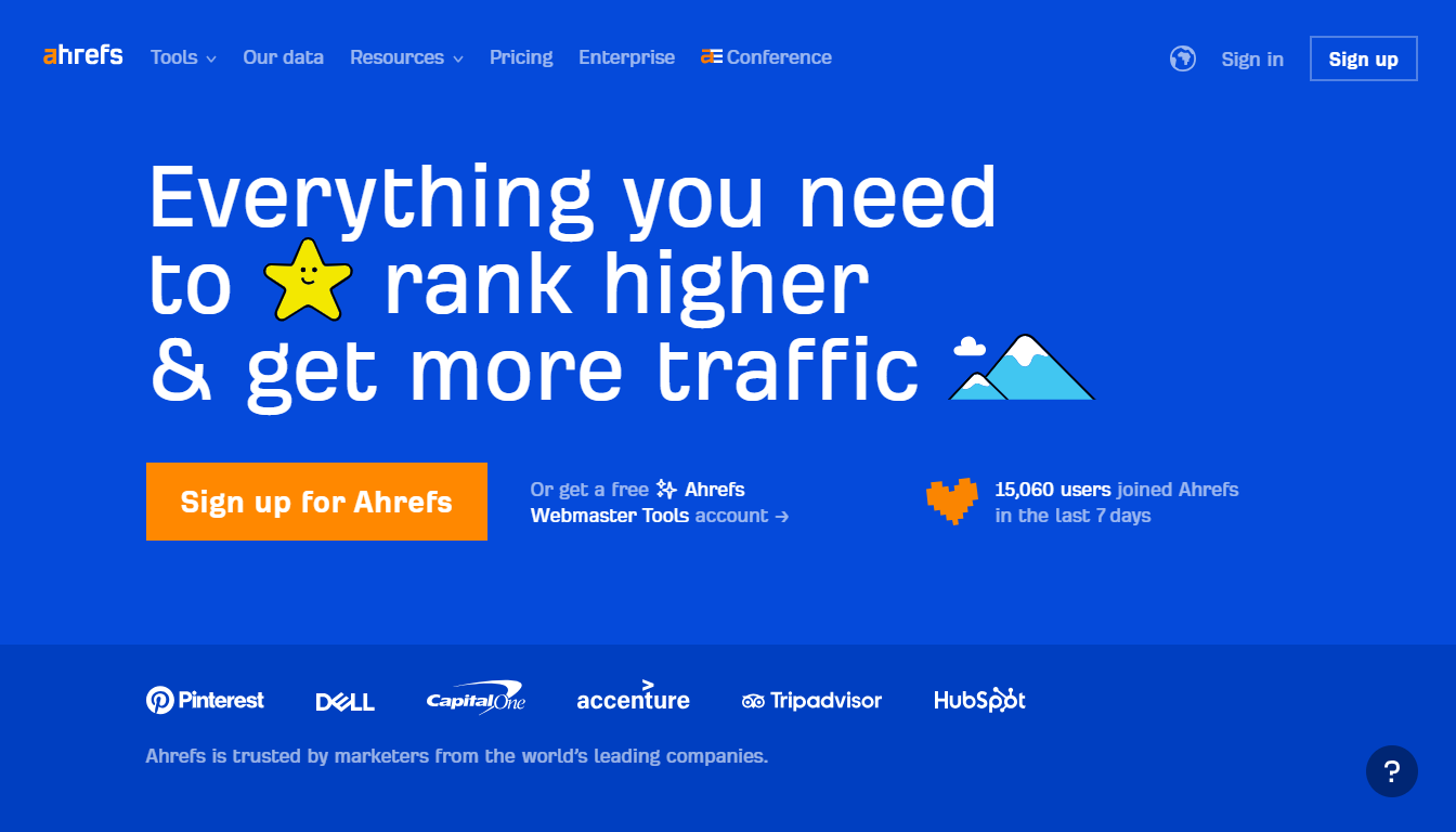 Ahrefs Home Page