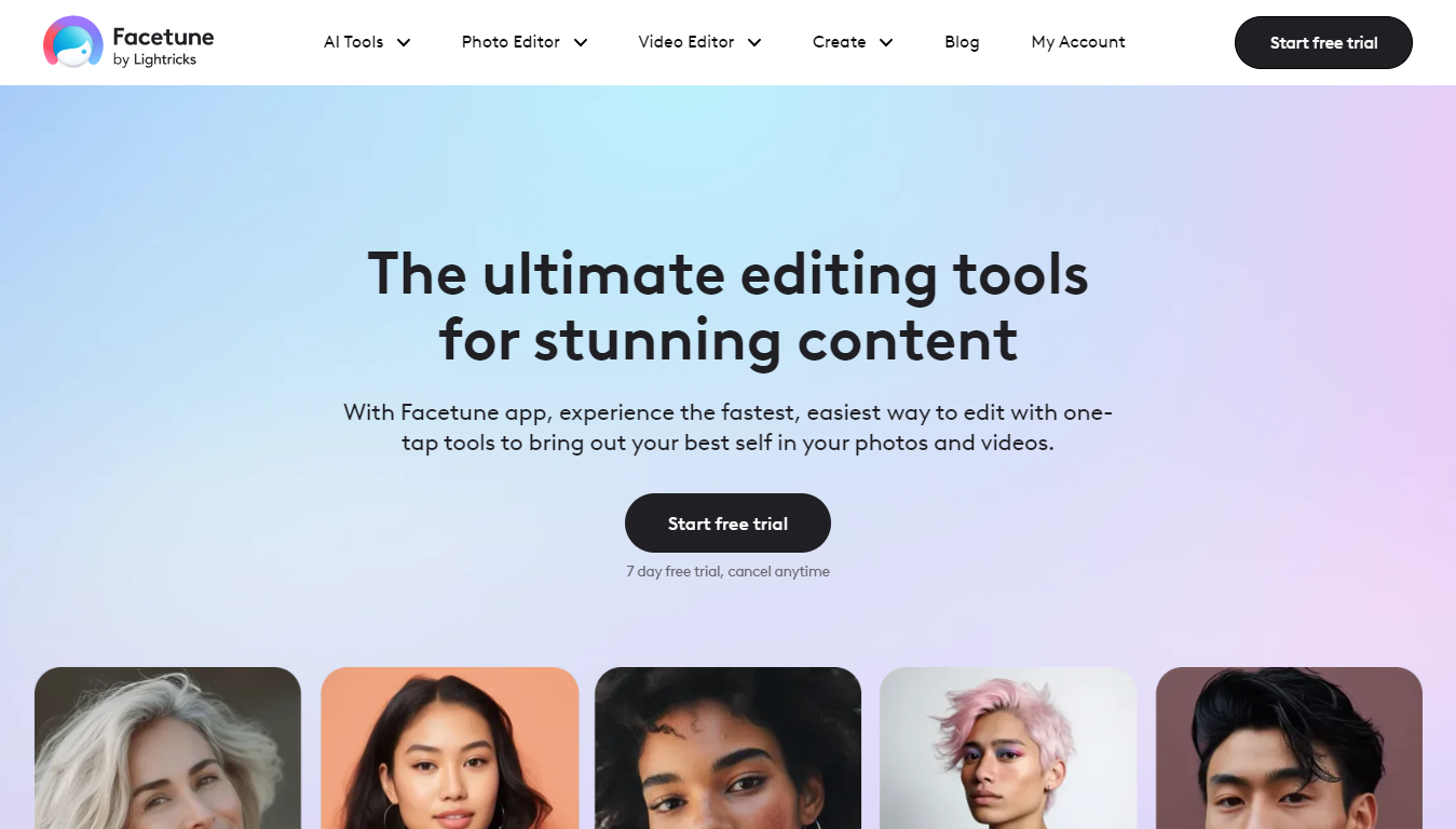 Facetune Home Page