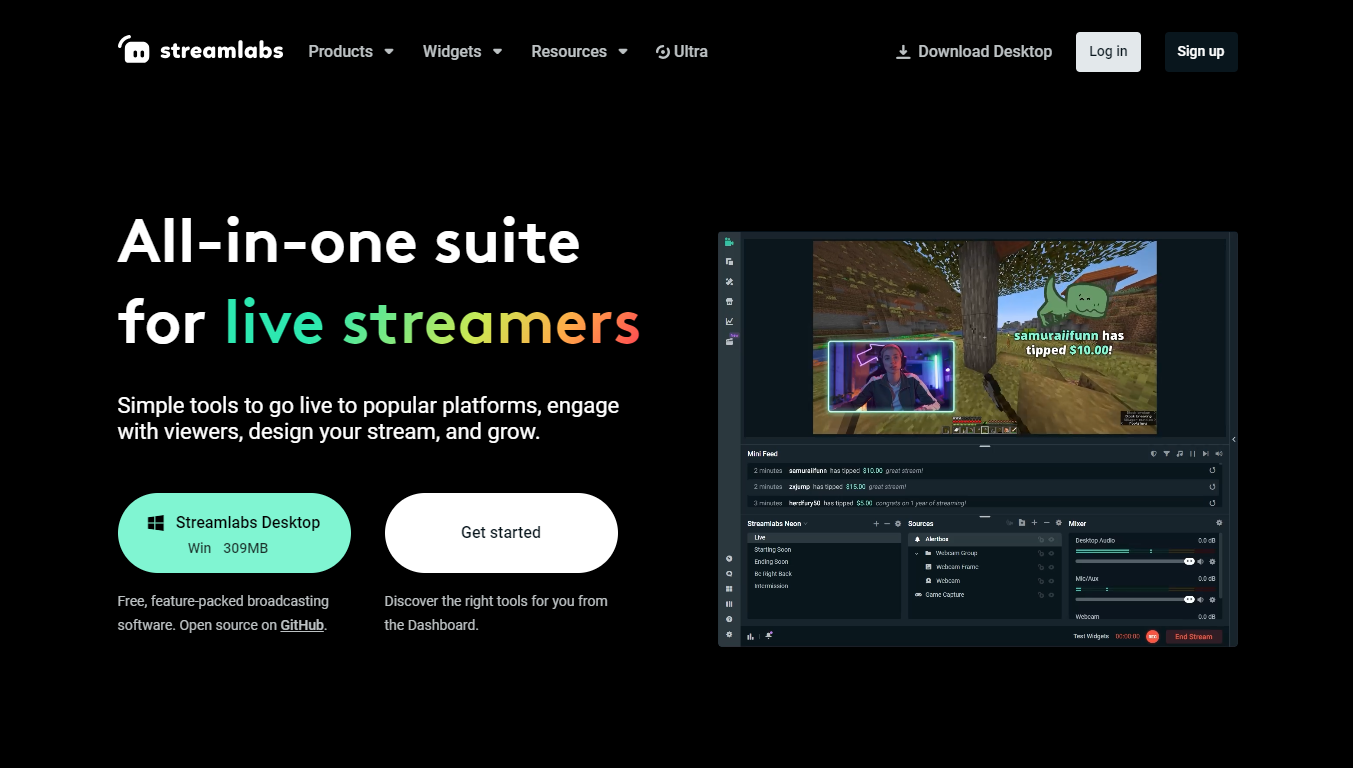 Streamlabs Home Page