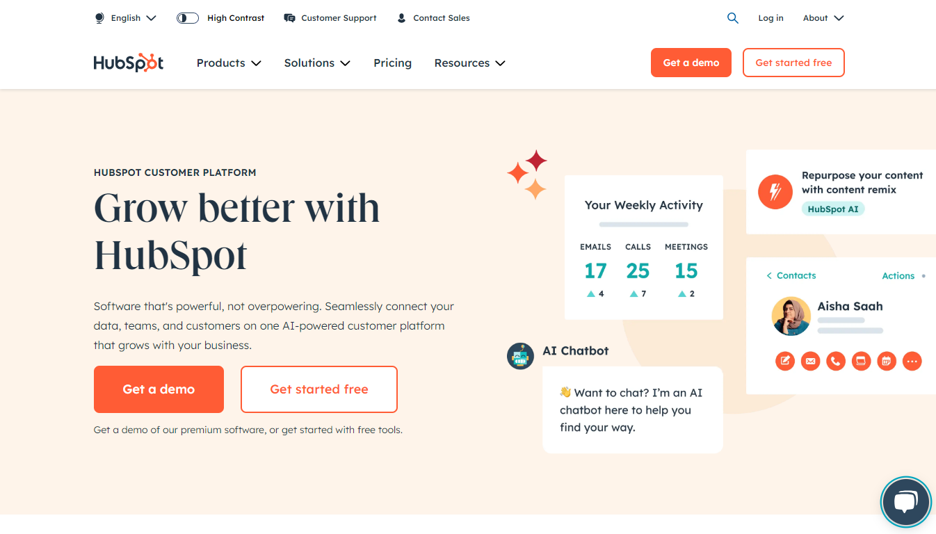 HubSpot Home Page