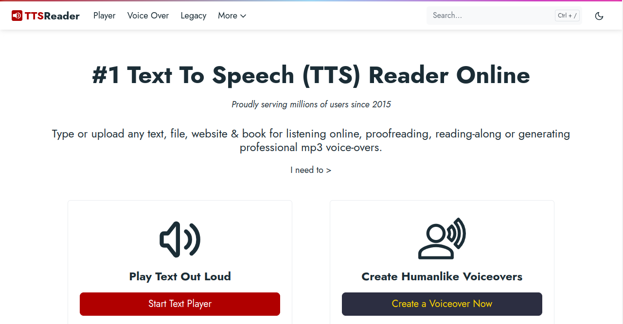 TTS Reader Home Page