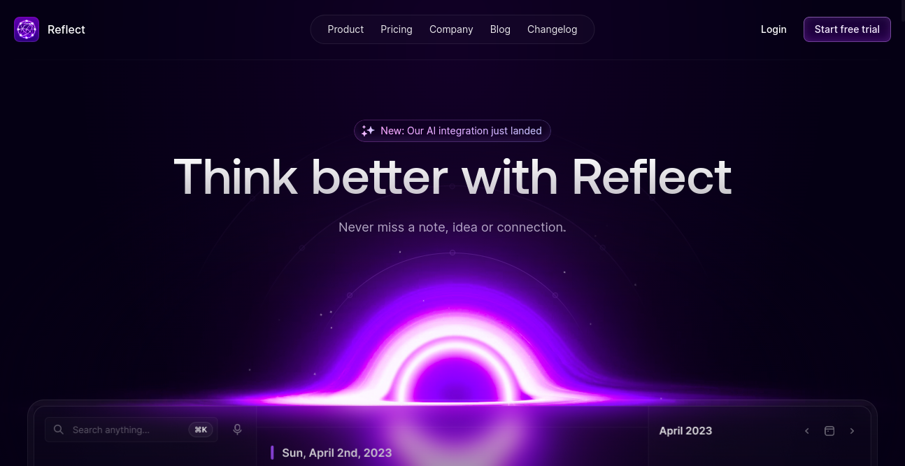 Reflect AI Home Page