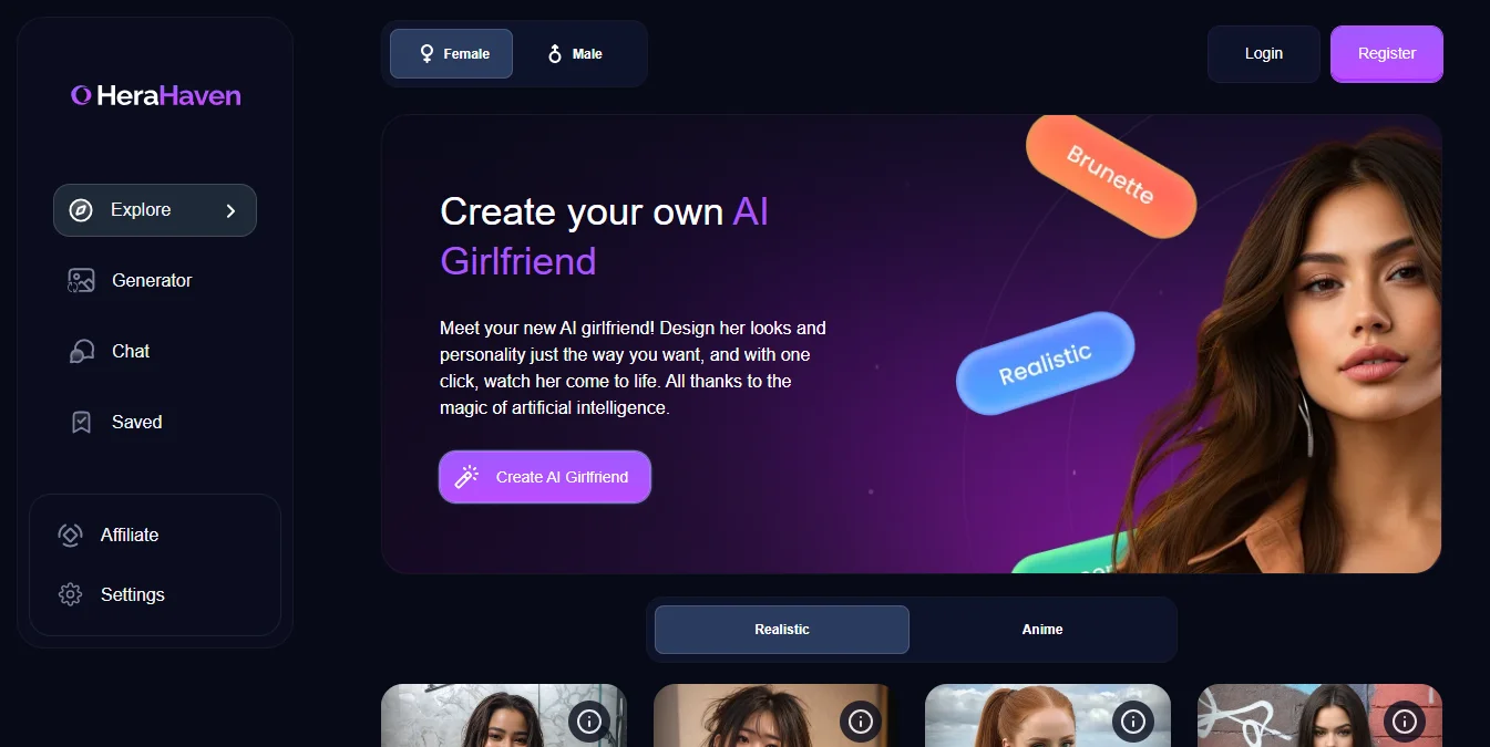 HeraHaven AI Home Page