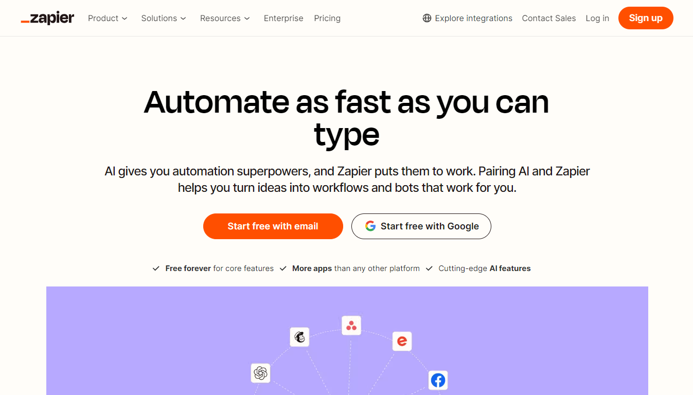 Zapier Home Page