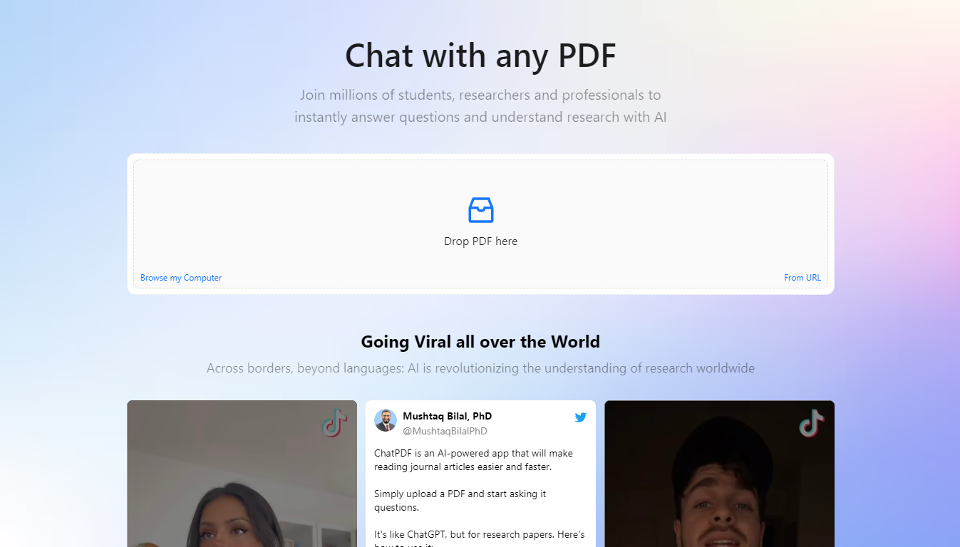 ChatPDF Home Page