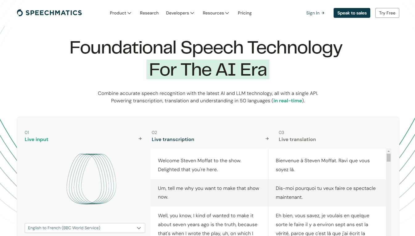 Speechmatics Home Page