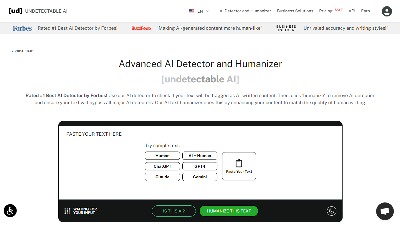 Undetectable AI Home Page