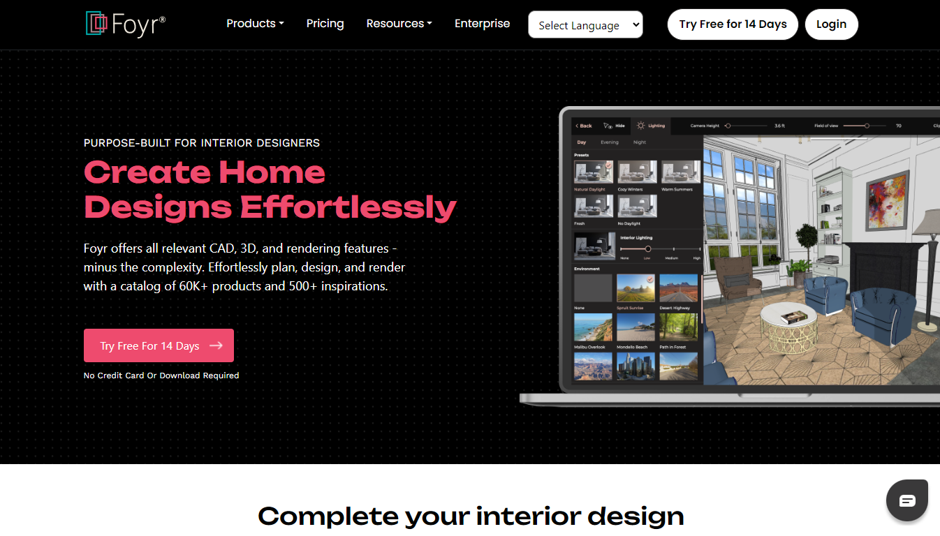 Foyr Neo Home Page