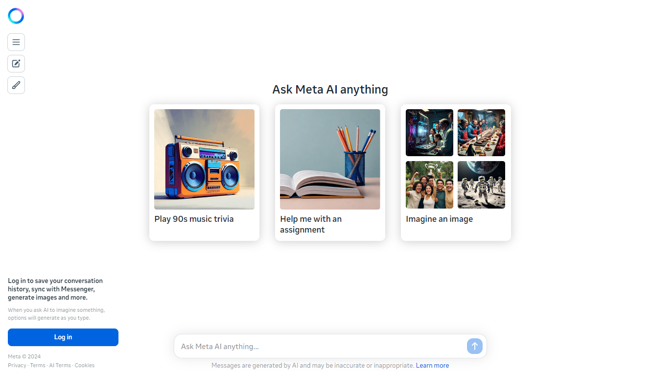 Meta AI Home Page