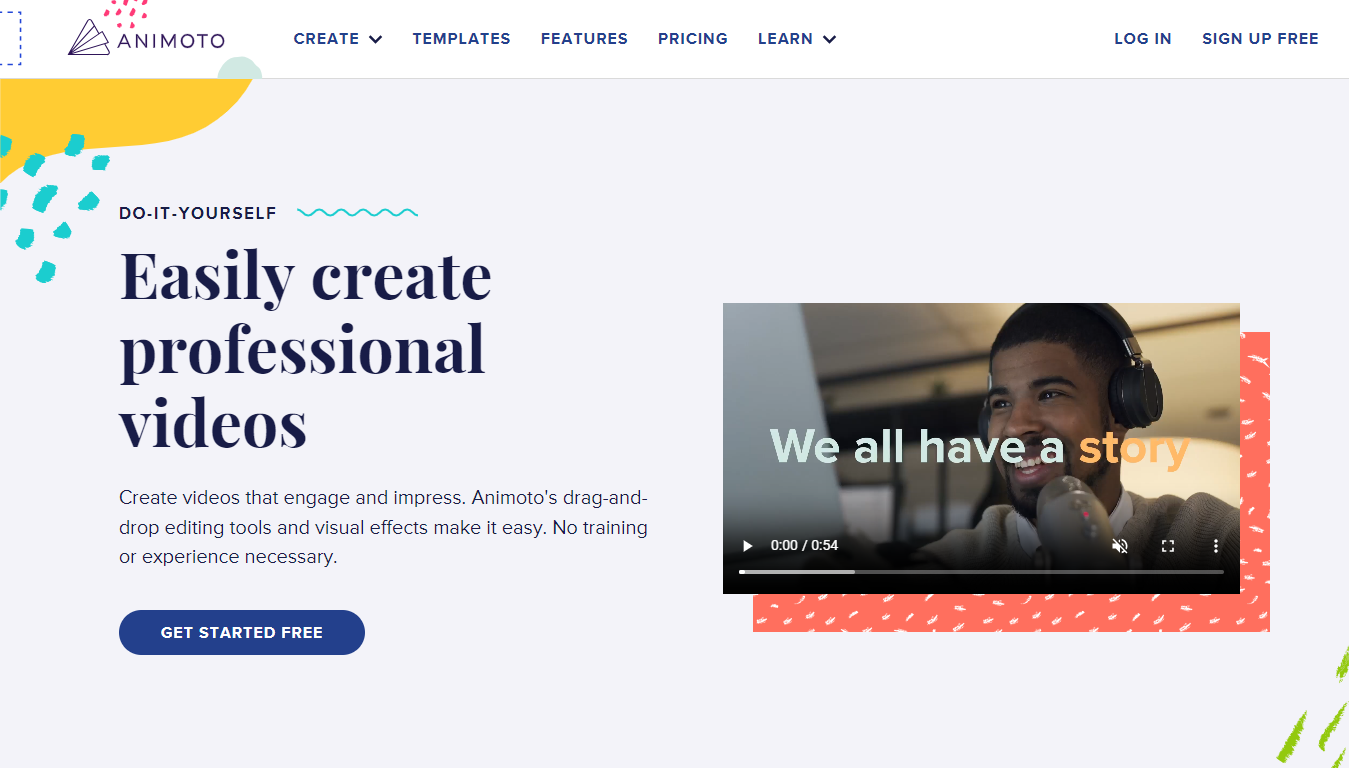 Animoto Home Page