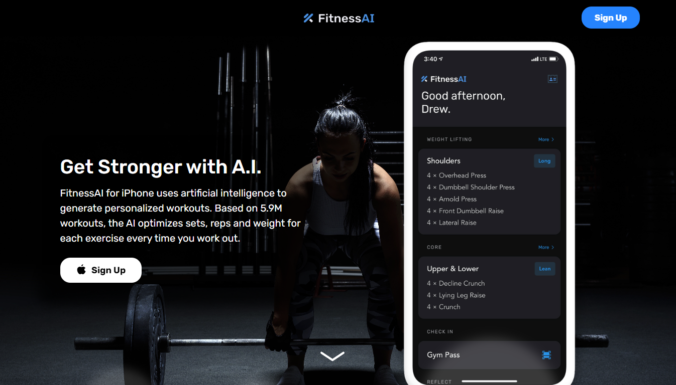 FitnessAI Home Page