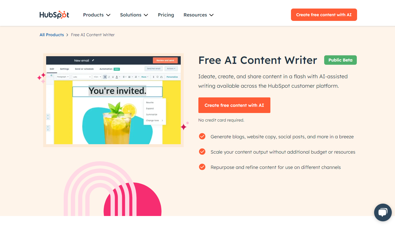 HubSpot Content Writer Home Page